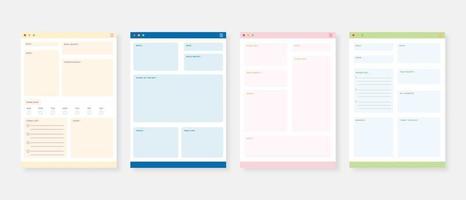modern planerare malluppsättning. uppsättning planerare och att göra-lista. månadsvis, veckovis, daglig planeringsmall. vektor illustration.