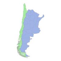 hoch Qualität politisch Karte von Argentinien und Chile mit Grenzen von das Regionen oder Provinzen vektor