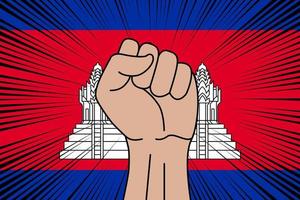 Mensch Faust geballt Symbol auf Flagge von Kambodscha vektor
