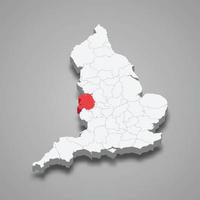 shropshire grevskap plats inom England 3d Karta vektor