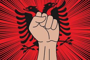 mänsklig näve knöt symbol på flagga av albania vektor
