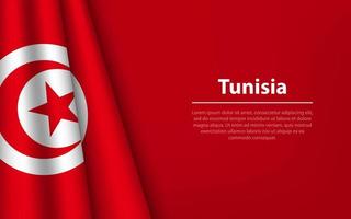 Welle Flagge von Tunesien mit Copyspace Hintergrund. vektor