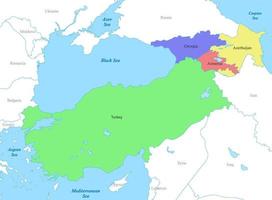 Karte von Truthahn und Kaukasus mit Grenzen von das Länder. vektor