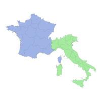 hoch Qualität politisch Karte von Frankreich und Italien mit Grenzen von das Regionen oder Provinzen vektor