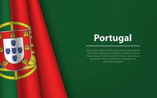 Welle Flagge von Portugal mit Copyspace Hintergrund. vektor