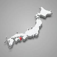 tokushima område plats inom japan 3d Karta vektor