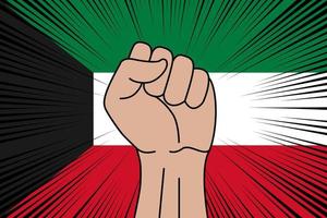 Mensch Faust geballt Symbol auf Flagge von Kuwait vektor