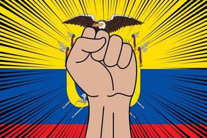 Mensch Faust geballt Symbol auf Flagge von Ecuador vektor
