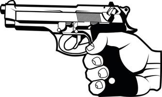 schwarz und Weiß Illustration von ein Hand halten ein Gewehr vektor