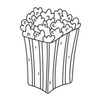 popcorn i hand dragen klotter stil. vektor illustration isolerat på vit bakgrund, färg bok.