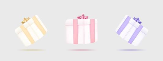 Satz Illustration 3d Geschenkbox. fliegende Geschenkbox für festliche Geschenküberraschung. vektor