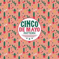 sömlös cinco de mayo mönster, med hand dragen klotter på rosa bakgrund. omslag papper, tapet, förpackning, textil- grafik vektor