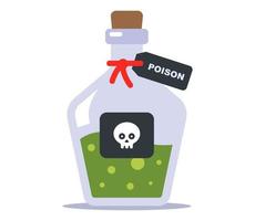 Phiole mit Grün Gift. vergiften ein Person. eben Vektor Illustration.