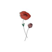 Mohn Blume. abstrakt minimal Mohn. editierbar Vektor Linie. Mohn Blume Symbol, Logo, Etikett.