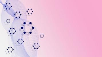 hexagonal molekyl strukturera dna, medicinsk, kemi, vetenskap och teknologi med Vinka strömma på lutning rosa och vit bakgrund. vektor illustration.