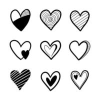 hjärta doodle, kärlek, vektorillustration. vektor
