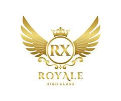 golden Brief rx Vorlage Logo Luxus Gold Brief mit Krone. Monogramm Alphabet . schön königlich Initialen Brief. vektor
