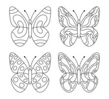 samling av härliga fjärilar för målarbok vektor