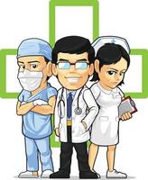 medizinisches Personal des Gesundheitswesens Arzt Krankenschwester Chirurg Cartoon Vektorzeichnung vektor