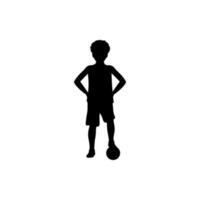 Silhouette von Junge Fußball Spieler vektor