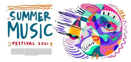 vektor illustration färgglada sommar musik festival banner