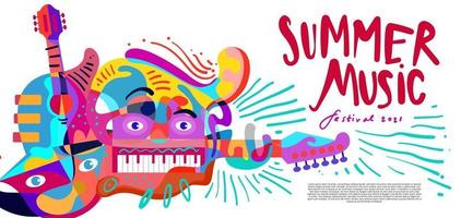 vektor illustration färgglada sommar musik festival banner