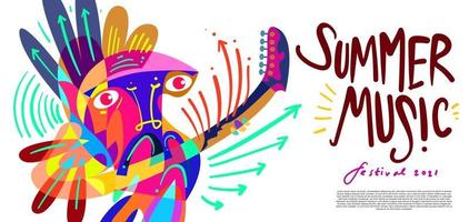 vektor illustration färgglada sommar musik festival banner