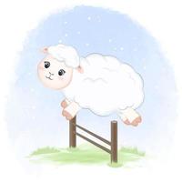 Schafe springen über den Zaun vektor