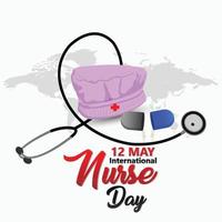 internationell sjuksköterskadagsbakgrund med kreativ illustration av sjuksköterska vektor
