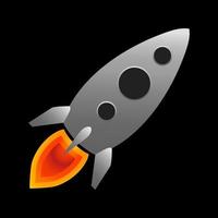 raketflygning. vektorillustrationskoncept för nya projekt startar, utvecklar och lanserar nya innovationsprodukter på en marknad. vektor
