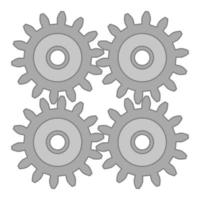 uppsättning av fyra stålväxlar. vektor ikon eller teknisk illustration. del av växelmekanismen.
