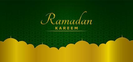 vacker grön och gyllene ramadan mall bakgrund vektor