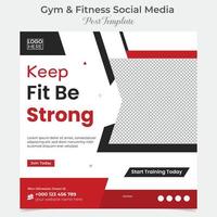 Gym träna fyrkant flygblad posta baner och social media posta mall design vektor