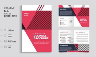 minimal företag broschyr mall layout design, kreativ företag broschyr, företag profil broschyr röd Färg form design, företags- företag profil, årlig Rapportera, redigerbar företag broschyr. vektor