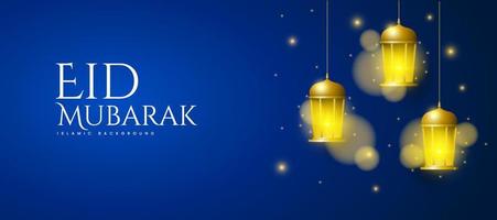 eid mubarak ramadan kareem landskap traditionell islamic baner mall bakgrund. realistisk lysande lykta. islamic religion begrepp design. vektor illustration.