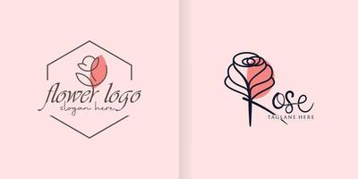 minimalistisch elegant Blume Rose Schönheit mit Linie Kunst Stil. Logo verwenden Kosmetika, Yoga und Spa Logo Design Inspiration vektor