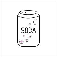 hand dragen vektor illustration av soda kan 90-tal.