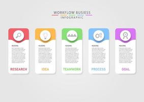 infographic arbetsflöde och företag planen för Framgång ljus flerfärgad kvadrater cirkel med ikon i de mitten grå lutning bakgrund för marknadsföring, finansiera, investering, strategi, produkt vektor