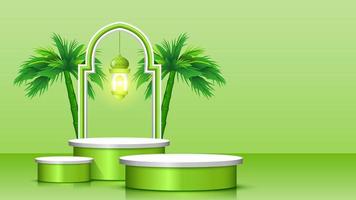 islamisch Ramadan Podium auf Grün Hintergrund vektor