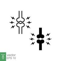 Joint Schmerzen eben Symbol. einfach Gliederung und solide Stil. Knochen, Verletzung, Entzündung, Arthritis Konzept. dünn Linie, Silhouette, Glyphe Symbol. Vektor Illustration isoliert auf Weiß Hintergrund. eps 10.