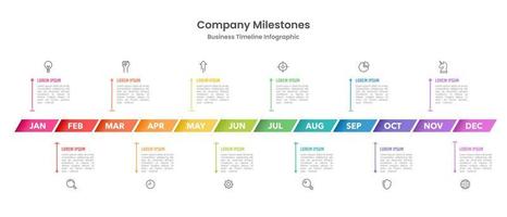 12 Monate horizontal Infografik Unternehmen strategisch planen und Marketing. Vektor Illustration.