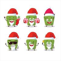 Santa claus Emoticons mit Grün trinken Flasche Karikatur Charakter vektor