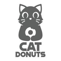 modern Maskottchen eben Design einfach minimalistisch süß Katze Krapfen Logo Symbol Design Vorlage Vektor mit modern Illustration Konzept Stil zum Cafe, Bäckerei Geschäft, Restaurant, Abzeichen, Emblem und Etikette