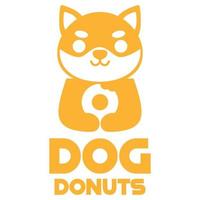 modern Maskottchen eben Design einfach minimalistisch süß Hund Krapfen Logo Symbol Design Vorlage Vektor mit modern Illustration Konzept Stil zum Cafe, Bäckerei Geschäft, Restaurant, Abzeichen, Emblem und Etikette