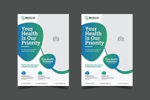 a4 korporativ Geschäft Gesundheitswesen und medizinisch Broschüre Pamphlet Flyer, Flugblatt, Startseite Layout Vorlage. vektor