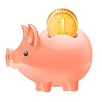 Schweinchen Bank und Münze Symbol isoliert Vektor Illustration