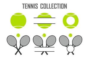 Vektorsammlung von grünen Tennisbällen und Tennisschlägern vektor