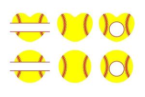 gul hjärtformad basebolluppsättning vektor