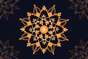 mandala vektor design med svart bakgrund. sömlös mandala mönster med svart bakgrund. gyllene mandala med svart bakgrund