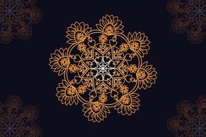 Mandala Vektor Design mit schwarz Hintergrund. nahtlos Mandala Muster mit schwarz Hintergrund. golden Mandala mit schwarz Hintergrund